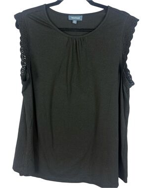 ModCloth Cotton Blend lack Eyelet Lace Trim Sleeveless Tank Top Plus Size 1X